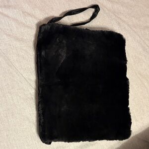 Unique Vintage Black faux fur muff